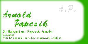 arnold papcsik business card